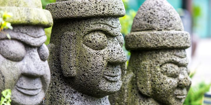 Stone idol - hareubang on Jeju island in South Korea