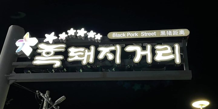 Entry to Jeju Black Pork Street.