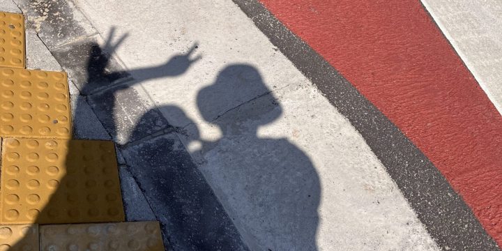 Shadow of hikers